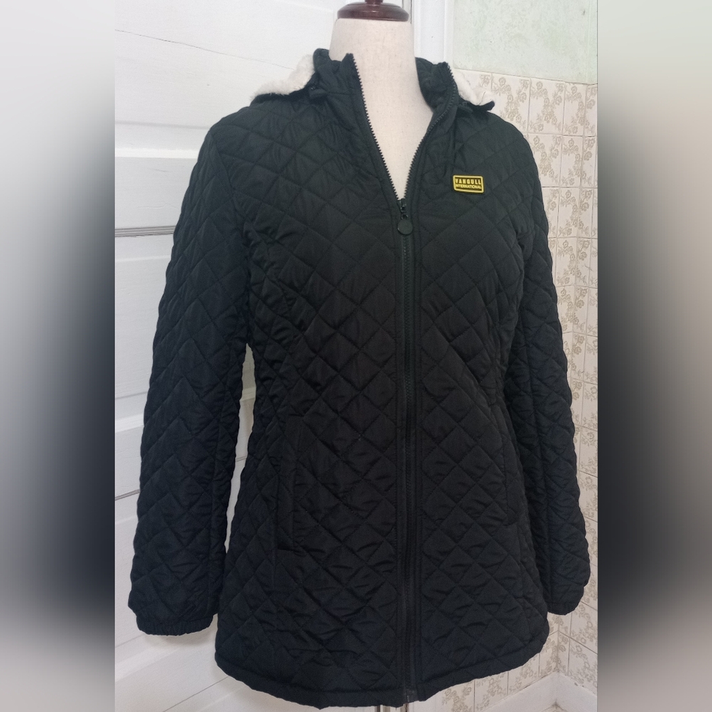 Black Quilted Jacket with Hood